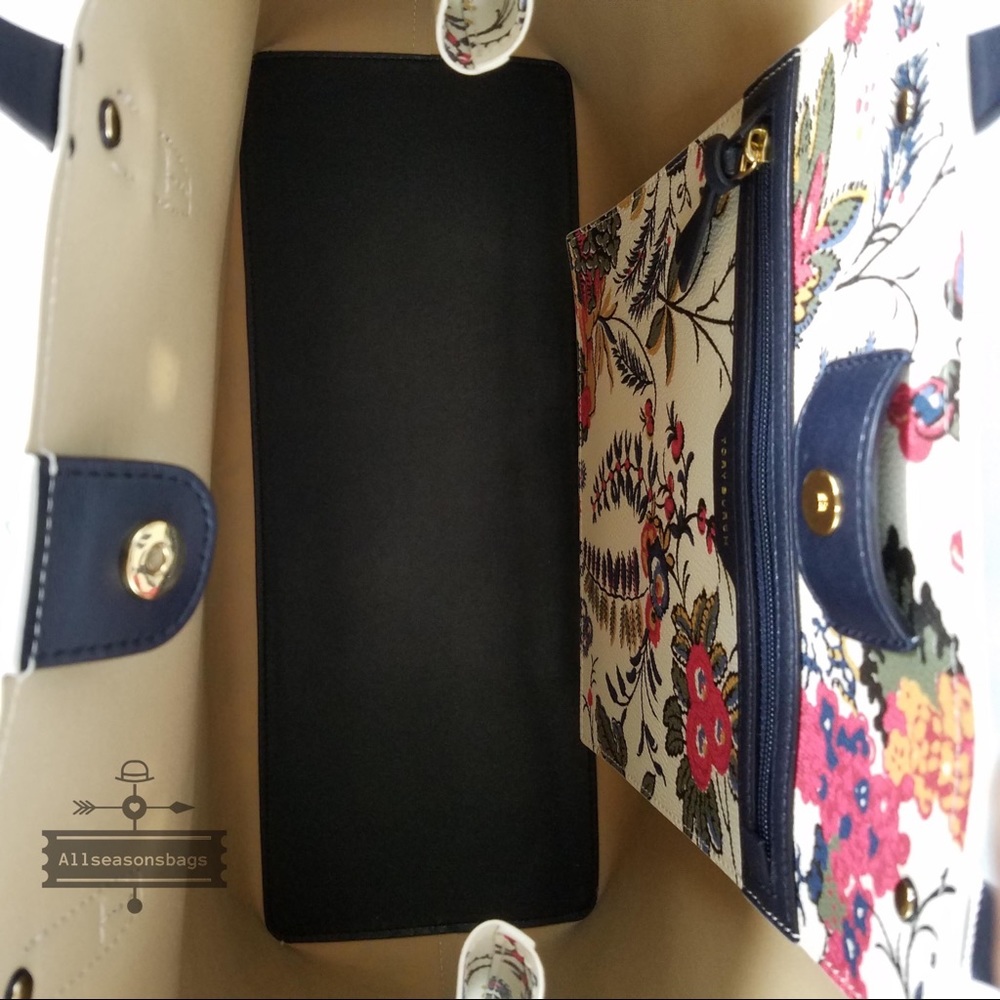 Tory Burch Kerrington floral ivory Gabriella Tote - Picture 6 of 8